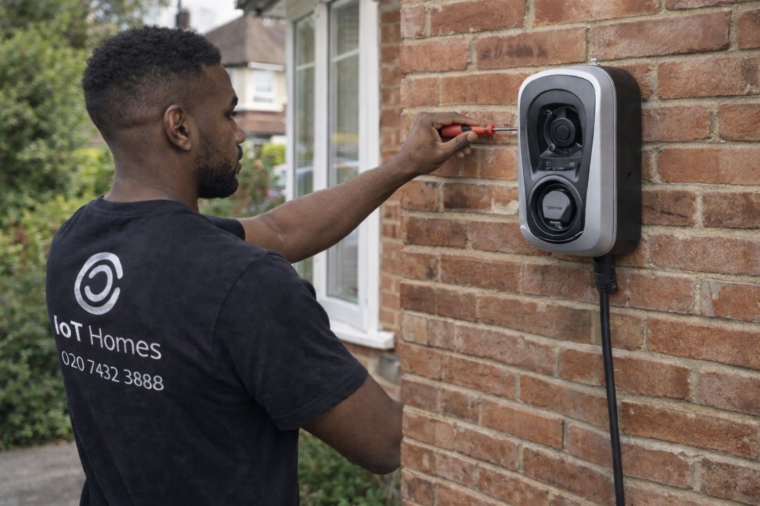 Engineer fixing sink in modern kitchen
