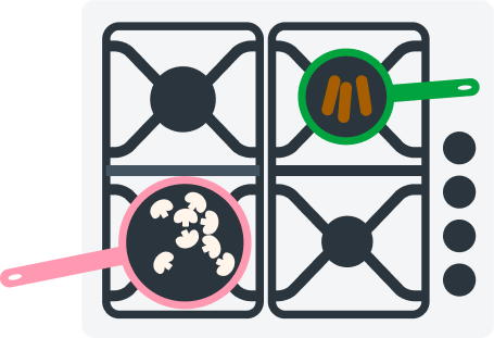 A gas hob installed in a kitchen worktop
